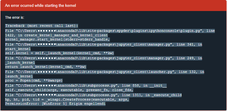 an error occured while starting the kernel