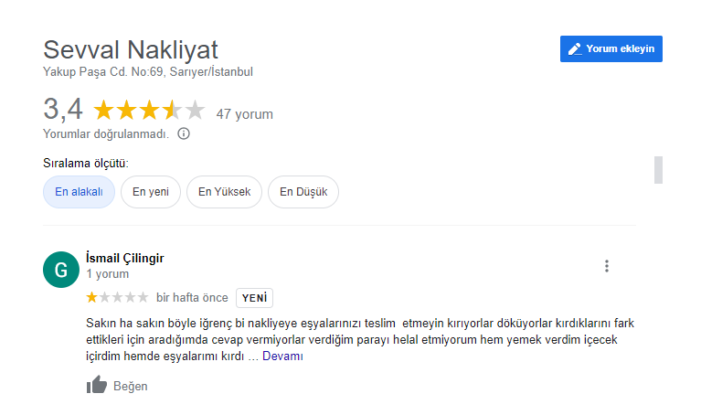 Google Haritalardan Yorum Silme