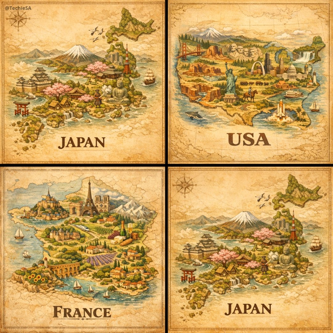 A hand-painted isometric bird’s-eye view illustration of [COUNTRY]